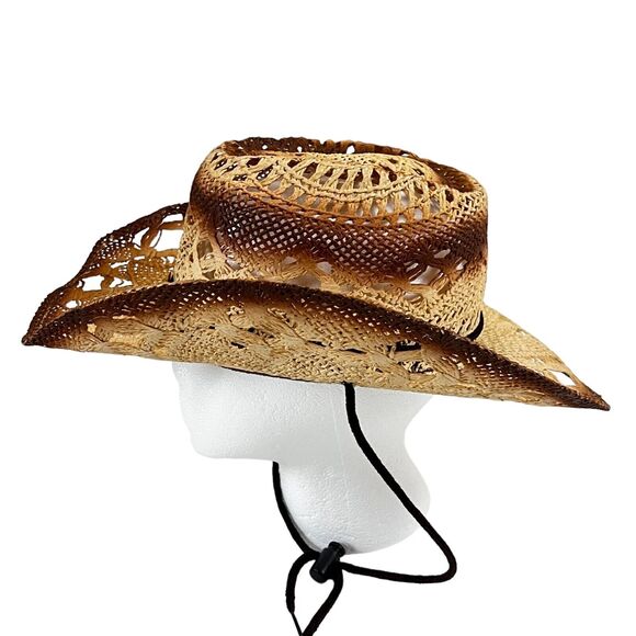 Moksman Straw Cowboy Western Braided Hat Shapable Brim Size M Excellent! main image 5